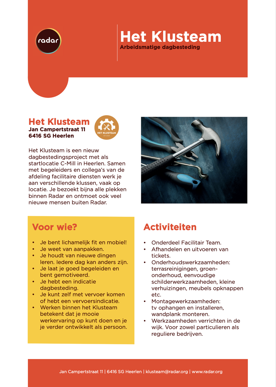 Flyer klusteam voorkant